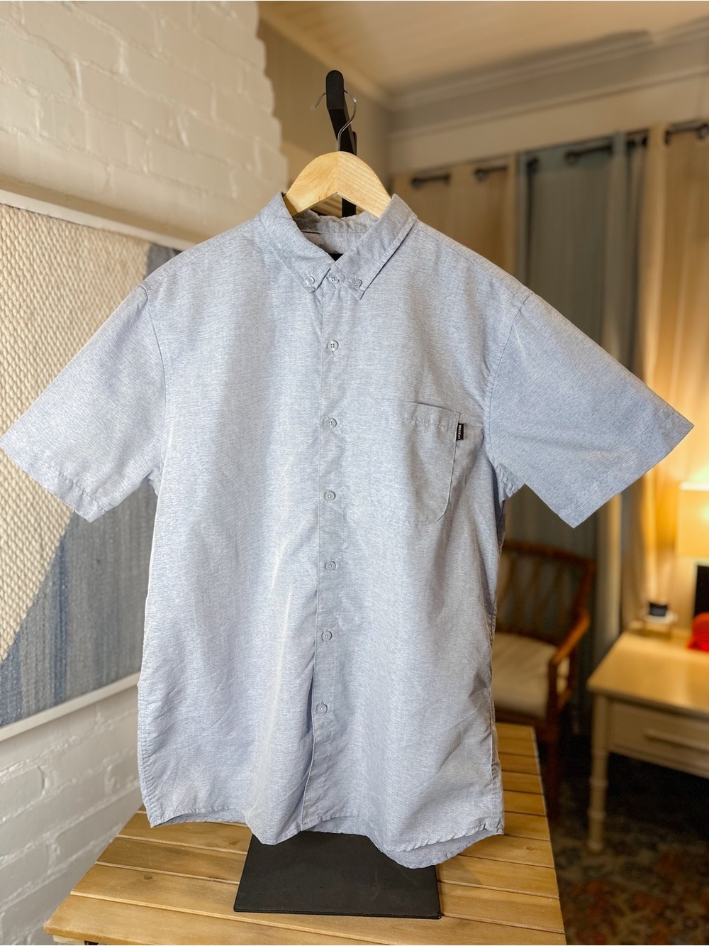 Molokai Surf Co Blue Button Up Collared Shirt